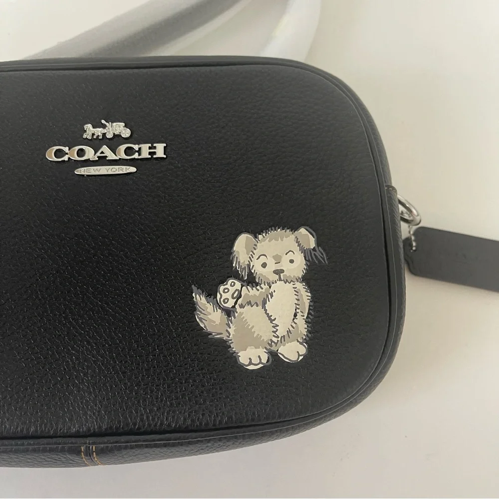 Coach Jamie Camera Bag With Happy Dog In Silver & Black Multi Color- New W/ Tag - Picture 5 of 16